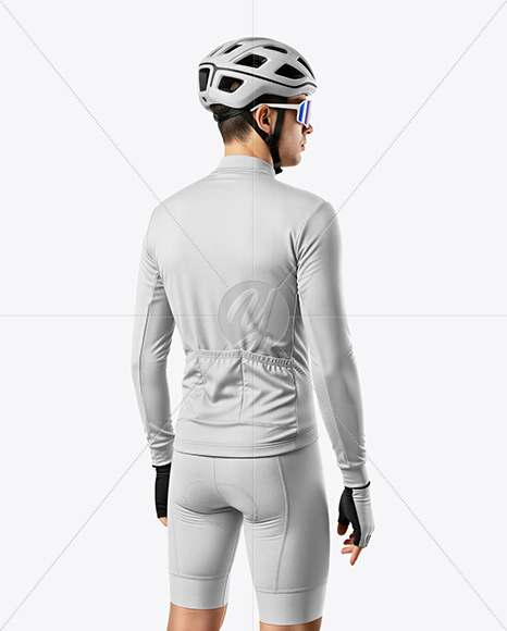 Man Wearing Cycling Jersey and Bib Shorts Mockup