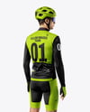 Man Wearing Cycling Jersey and Bib Shorts Mockup