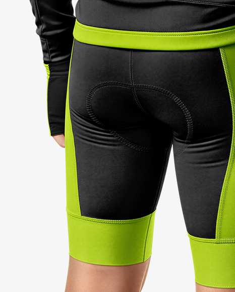 Man Wearing Cycling Jersey and Bib Shorts Mockup