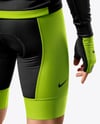 Man Wearing Cycling Jersey and Bib Shorts Mockup