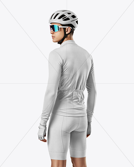 Man Wearing Cycling Jersey and Bib Shorts Mockup