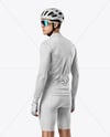Man Wearing Cycling Jersey and Bib Shorts Mockup
