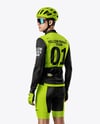 Man Wearing Cycling Jersey and Bib Shorts Mockup