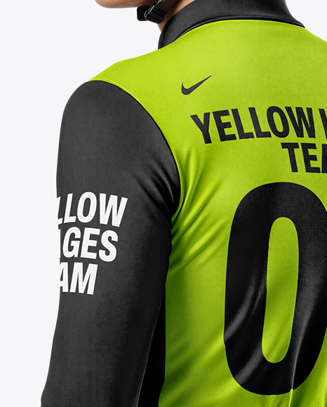 Man Wearing Cycling Jersey and Bib Shorts Mockup