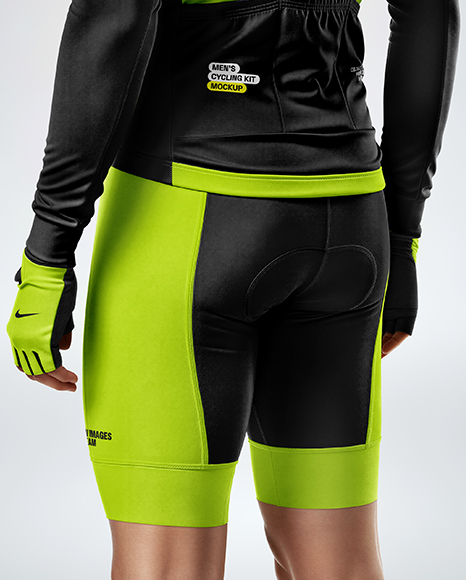 Man Wearing Cycling Jersey and Bib Shorts Mockup