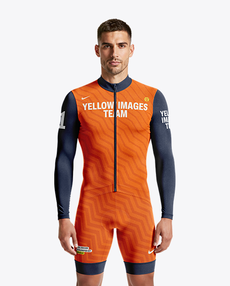 Man Wearing Cycling Suit Mockup