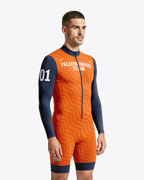 Man Wearing Cycling Suit Mockup