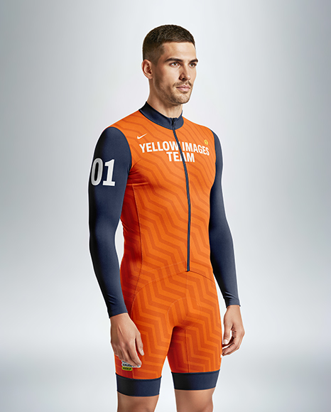 Man Wearing Cycling Suit Mockup