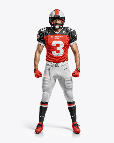 Man Wearing Full American Football Kit Mockup - PSD Mockups