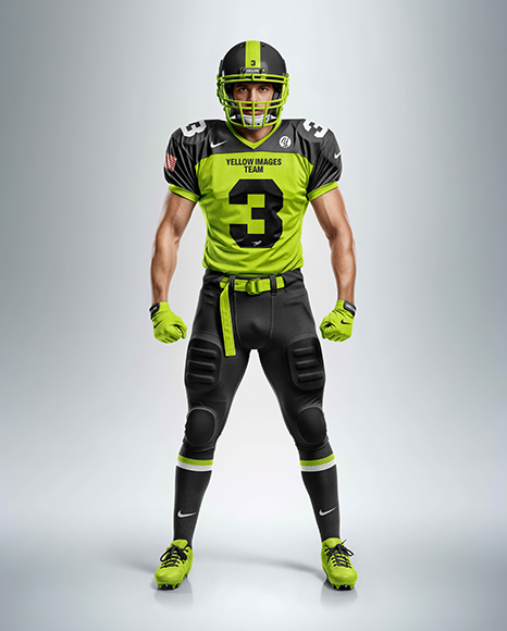 Man Wearing Full American Football Kit Mockup
