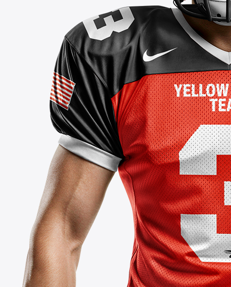 Man Wearing Full American Football Kit Mockup
