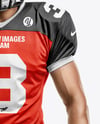 Man Wearing Full American Football Kit Mockup