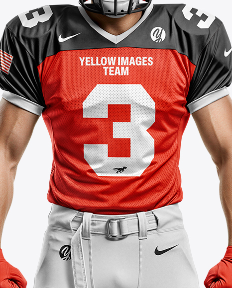 Man Wearing Full American Football Kit Mockup