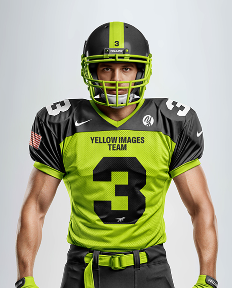 Man Wearing Full American Football Kit Mockup