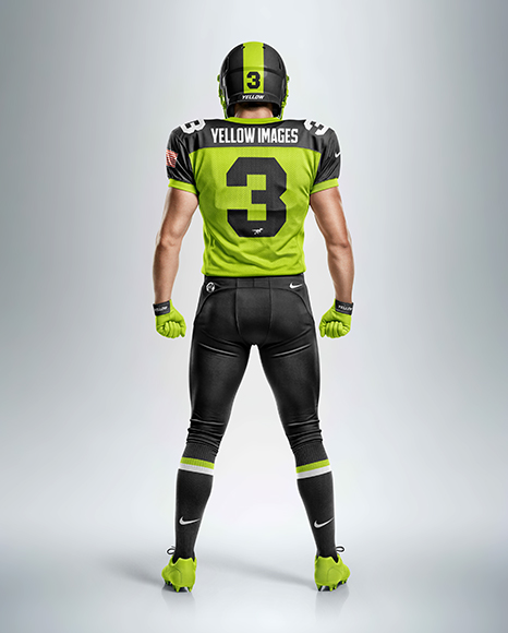 Man Wearing Full American Football Kit Mockup
