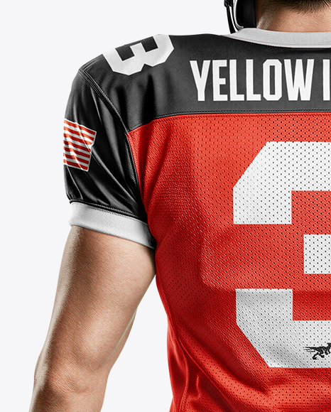 Man Wearing Full American Football Kit Mockup