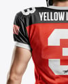 Man Wearing Full American Football Kit Mockup