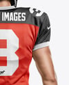 Man Wearing Full American Football Kit Mockup