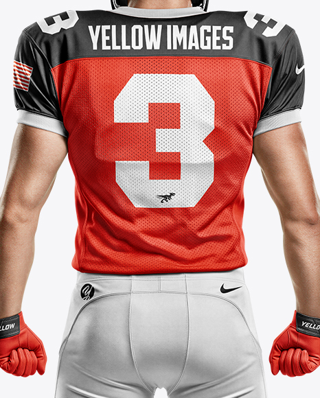 Man Wearing Full American Football Kit Mockup
