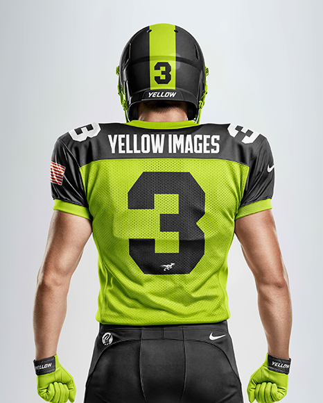 Man Wearing Full American Football Kit Mockup