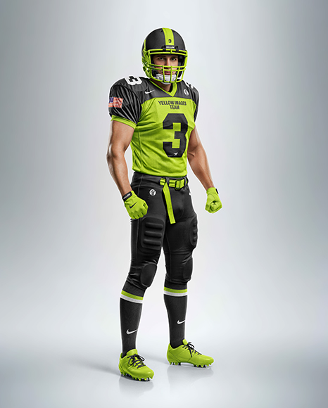 Man Wearing Full American Football Kit Mockup