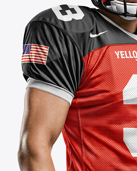Man Wearing Full American Football Kit Mockup