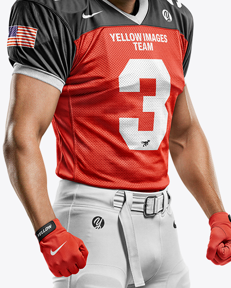 Man Wearing Full American Football Kit Mockup