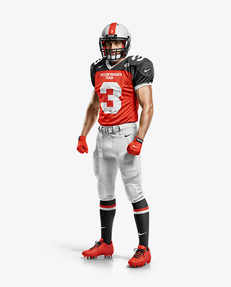 Man Wearing Full American Football Kit Mockup
