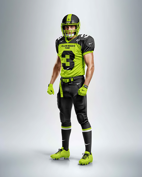 Man Wearing Full American Football Kit Mockup