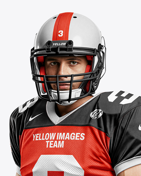 Man Wearing Full American Football Kit Mockup