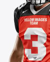 Man Wearing Full American Football Kit Mockup