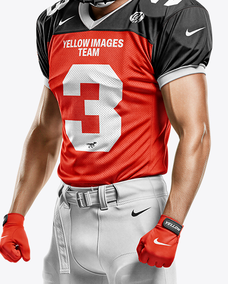 Man Wearing Full American Football Kit Mockup