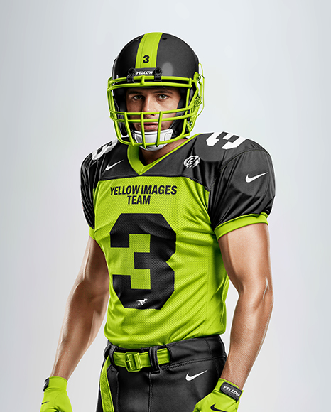 Man Wearing Full American Football Kit Mockup