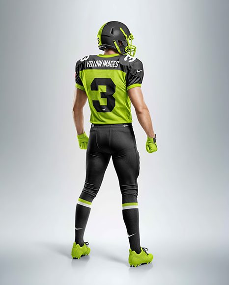 Man Wearing Full American Football Kit Mockup