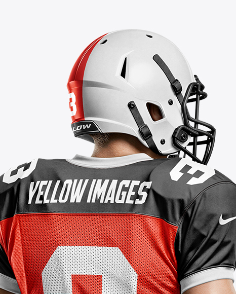 Man Wearing Full American Football Kit Mockup