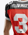Man Wearing Full American Football Kit Mockup