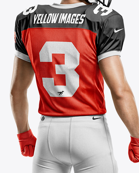 Man Wearing Full American Football Kit Mockup