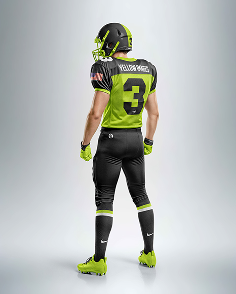Man Wearing Full American Football Kit Mockup