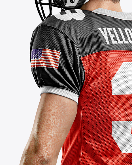 Man Wearing Full American Football Kit Mockup