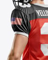 Man Wearing Full American Football Kit Mockup