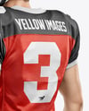 Man Wearing Full American Football Kit Mockup