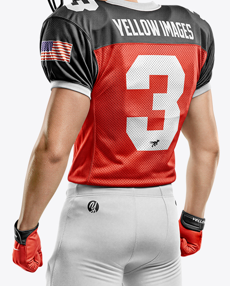 Man Wearing Full American Football Kit Mockup