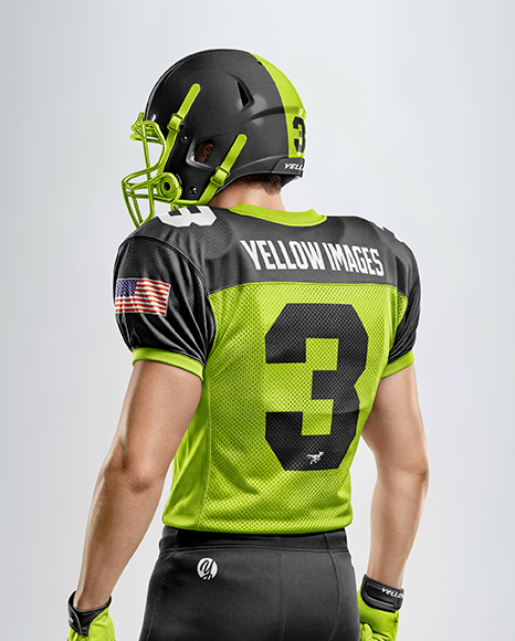 Man Wearing Full American Football Kit Mockup