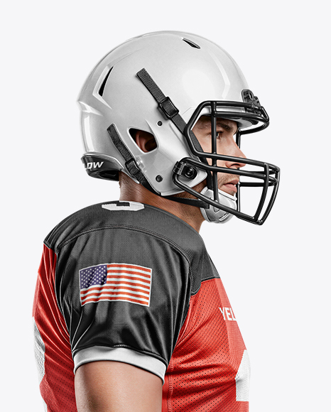 Man Wearing Full American Football Kit Mockup