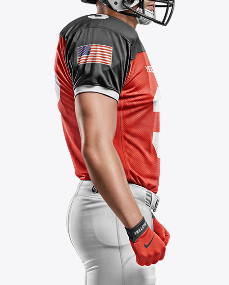 Man Wearing Full American Football Kit Mockup
