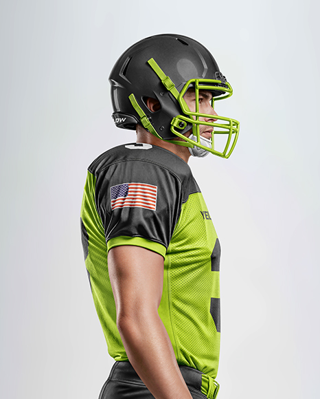 Man Wearing Full American Football Kit Mockup