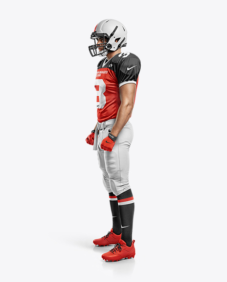 Man Wearing Full American Football Kit Mockup