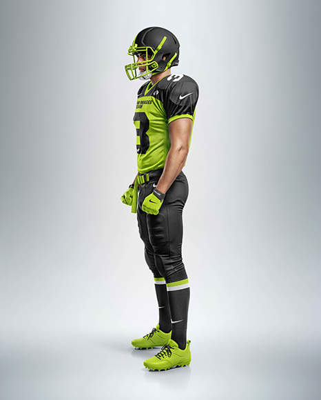Man Wearing Full American Football Kit Mockup