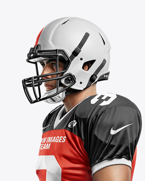Man Wearing Full American Football Kit Mockup