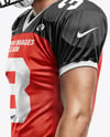 Man Wearing Full American Football Kit Mockup